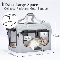 Sac de transport pour chat extra large et souple, pliable, XL, pour deux chats, animaux de compagnie de taille moyenne et grande, sac de voyage portable pliable pour les voyages en voiture