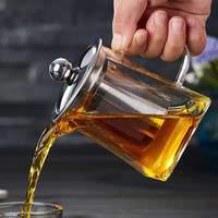 Bouilloire à thé carrée en verre, compatible avec les plaques de cuisson, avec infuseur amovible en acier inoxydable et couvercle, Teteras De Vidrio