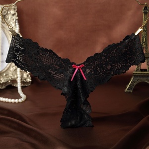 Slip perizoma da donna in poliammide tinta unita con pizzo, traspirante, stile sexy, fantasia a tinta unita, con logo in vita, per ragazze giovani - Product Image 5