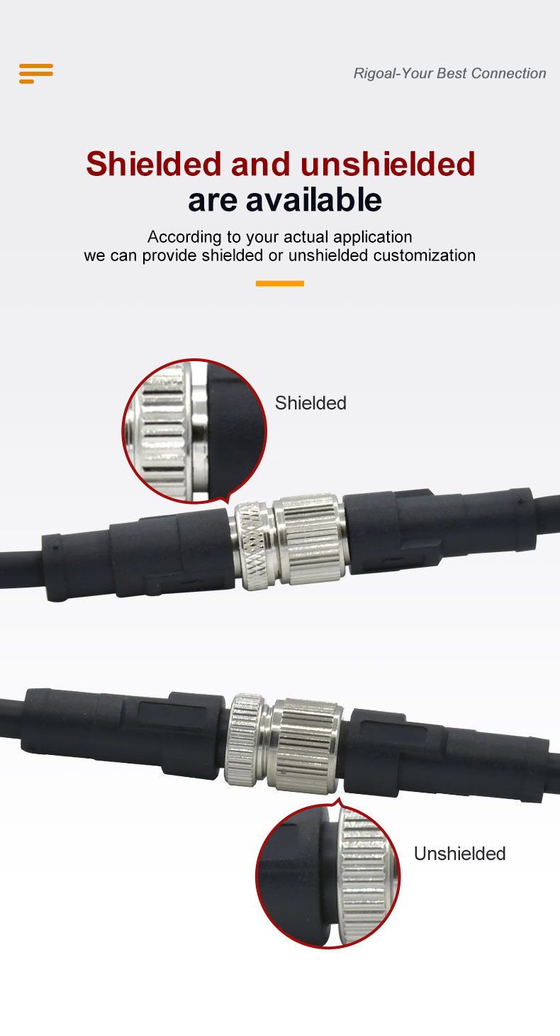 Male Female M12 Circular Waterproof Connector X Cording 5 Pin Cable Connector IP68