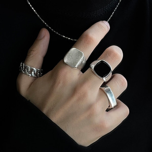 Punk Style Hip Hop Trendy <strong>Ring</strong> <strong>Set</strong> European &amp; American Cross-Border Retro Geometric Glass Natural Stone Four-Piece <strong>Set</strong> - Product Image 6