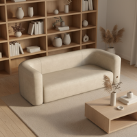 Canapé sans cadre à trois places en tissu éponge courbé rectangulaire personnalisé, compressé sous vide, pour hôtel, salon, usage intérieur