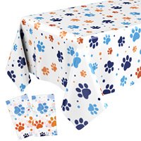 Lot de 2 nappes rectangulaires en plastique à motif de patte, blanches, pour fête d'anniversaire d'animaux de compagnie