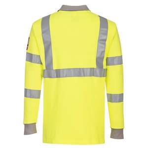 PORTWEST - FR77YERM Polo jaune à manches longues résistant à la flamme antistatique haute visibilité WORKWEAR RÉSISTANT AUX FLAMMES - Product Image 2
