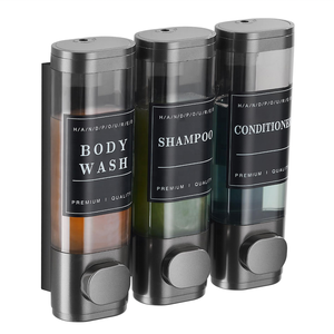 Große Kapazität Dunkelgrau 3-Kammer-Wand-<span class=keywords><strong>Shampoo</strong></span>-Conditioner-Spender Dusch seifensp ender für Badezimmer Hotel No Drill - Product Image 1