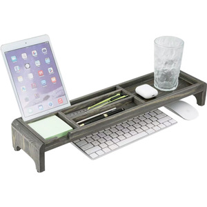 Wooden Keyboard Tray Stand With Storage Compartments For <b>Desk</b> Organization And <b>Space</b> <b>Saving</b> - Product Image 2