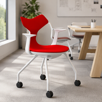 Chaise de bureau moderne GS-1830B pivotante avec siège réglable en hauteur, accoudoirs en PP, base en métal, pieds en fer, roulettes, mobilier commercial