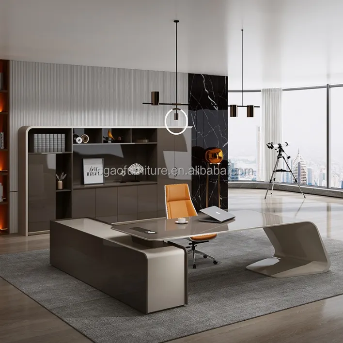 Luxus-Home-Office-Möbel L-Form gebogen Classic Smart Table Boss Manager Executive CEO Schreibtisch