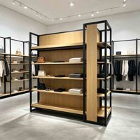 Étagère gondole moderne en bois, présentoir de supermarché simple face, étagère en bois à structure métallique pour magasins de proximité et de cosmétiques