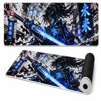 Tapis de bureau gaming grand format Cyberpunk Neon City Design, tapis de souris étendu avec bords cousus, base antidérapante, décoration de bureau RGB, en stock