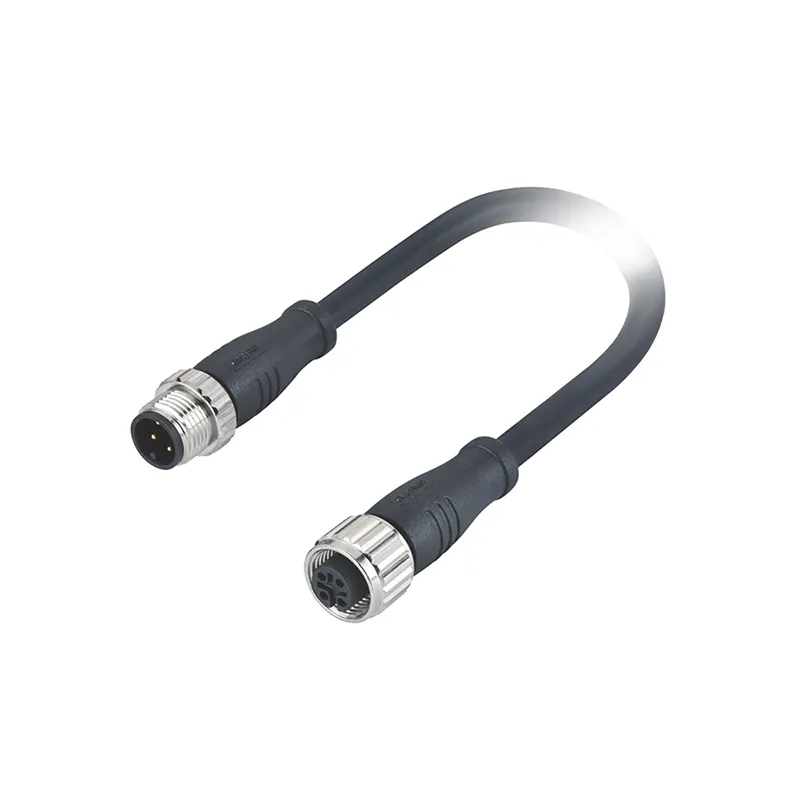 M12 A Code Male to Female 17 Pin Sensor Circular Connector Molded with 1M Un-Shielded Cable with anti-vibration locking screw