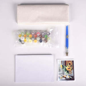 Kit <span class=keywords><strong>de</strong></span> Pintura por Números Personalizado con Paisaje Africano <span class=keywords><strong>de</strong></span> Elefantes, Estilo Americano, con Pinceles en Lienzo Enmarcado - Product Image 6