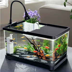 Acquario da Tavolo Quadrato in Acrilico Trasparente di Alta Qualità, Leggero e Durevole, 2.5W, Moderno per Pesci Rossi, Gamberetti, Tartarughe, Granchi, Rane, Alghe - Product Image 2