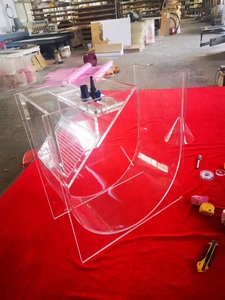 Custom Factory Design 3mm Thick CNC Machined 5-Axis High-Accuracy Transparent <b>Colored</b> Acrylic Parts for Corner Shelves Garment - Product Image 3