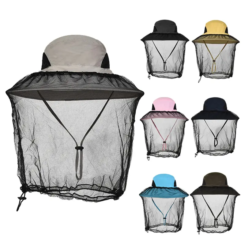 Açık 360 sivrisinek geçirmez şapka balıkçılık şemsiye şapka anti-sivrisinek kafa Net güneş şapkası yüz koruma böcek netleştirme Bug yüz kap