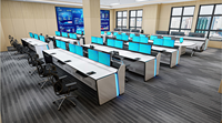 Bureau de console personnalisable pour salle de contrôle de diffusion et de sécurité – Durable, écologique, hauteur réglable, moderne