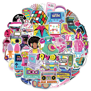 50Pcs Cartoon 80s 90s Fashion Graffiti <strong>Stickers</strong> for Luggage Bottle Decor <strong>Cool</strong> Old School <strong>Sticker</strong> - Product Image 2