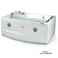 Bañera de Hidromasaje Interior para 2 Personas con 14 Boquillas de Hidromasaje y Lámpara Subacuática de Colores