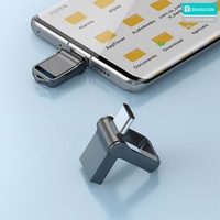 Stik memori USB Tipe C logam, Flash Drive 8GB 16GB Logo kustom 2 In 1 32B 64GB OTG flashdisk 128GB