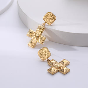 High Quality Women's Stainless Steel Hoop <b>Earrings</b> Jewelry <b>Set</b> for Party <b>Gold</b> Plated Hollow Design Waterproof - Product Image 1