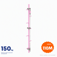 Système de protection antichute pour mât de télécommunication monopôle, ligne de vie verticale auto-rétractable en acier inoxydable JVW 110m avec boucle de connexion rapide