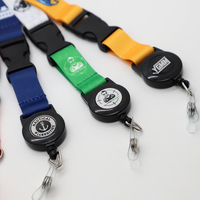 Lanière rétractable en polyester écologique en gros avec dégagement rapide, logo personnalisé, sangle extensible pour le cou, pour l'utilisation par les enseignants