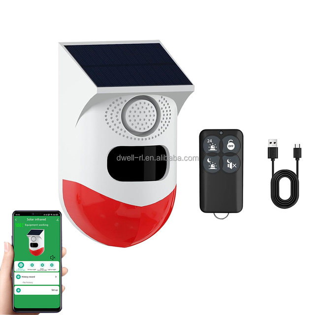 Tuya Wifi Solar Sound and Light Alarm Motion Sensor 120db IP65 Waterproof Motion Activated Detector Alarm for Home Farm