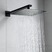 Ensemble de douche encastré noir carré en laiton avec mitigeur, pommeau de douche pluie et douchette à main pour salle de bain commerciale