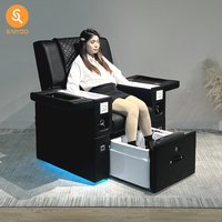 Fauteuil de pédicure de luxe en acier inoxydable réglable avec siège inclinable et système de jets sans tuyauterie pour spa et salon de manucure