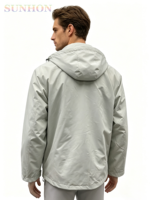 Veste Softshell Unisexe Adulte Tendance à Col Montant pour Randonnée en Plein Air, Tissée, avec Fermeture Éclair, Respirante, Imperméable, Coupe-Vent et à Capuche, Couleur Unie