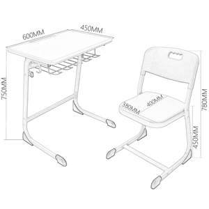 Conjunto de estudio para niños-Diseño ergonómico azul y madera con estantería integrada y pies antideslizantes para el aula/aprendizaje en el hogar - Product Image 6