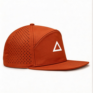 Casquette de baseball et de golf unisexe vintage vierge en nylon à 5 panneaux, perforée à la mode avec trous découpés au laser, imperméable, en stock - Product Image 1