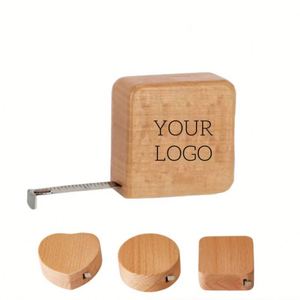 Cinta Métrica de Madera de 2m con Logotipo Personalizado, Forma Cuadrada, Circular o de Corazón, con Marcas Claras, para Regalo Publicitario o para el Hogar - Product Image 1
