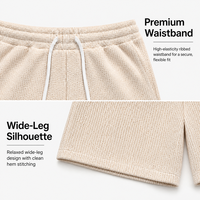 Shorts en tricot gaufré beige RAMAX 220GSM, respirants, avec logo 3D en silicone, streetwear, shorts de sport, shorts de basket-ball pour hommes, fabrication en usine