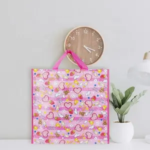 OEM/ODM custom logo cute design grocery shopping tote reusable PP woven bag