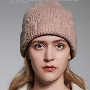 หมวกบีนนี่ถักลายคลาสสิก-แบบยูนิเซ็กซ์ ทำจากขนสัตว์ 100% สำหรับฤดูใบไม้ร่วง/ฤดูหนาว เหมาะสำหรับธุรกิจและการเดินทาง ขนาดเดียวใส่ได้กับส่วนใหญ่ - Product Image 6