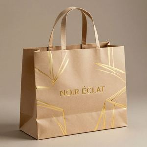 Sacs en papier kraft personnalisés haut de gamme estampés à chaud avec poignées pour le shopping de luxe - Product Image 3