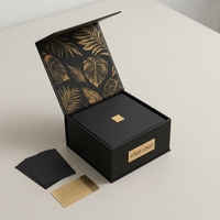 Boîte cadeau rigide noire mate de luxe, logo personnalisé, boîte d'emballage en papier pliable magnétique pour cadeau et artisanat
