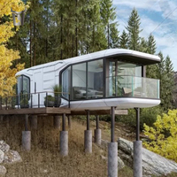 Maison capsule modulaire en acier de luxe, portable, installation rapide, maisonnette préfabriquée pour Airbnb, hôtel, séjour chez l'habitant, glamping, espace de villégiature écologique