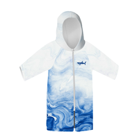 Vente en gros d'enfants gaufrés 100% microfibre serviette personnalisée zippée Surf serviette de bain Poncho manteau à langer pour les enfants