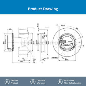 Ventilateur centrifuge pour énergie éolienne, onduleur photovoltaïque (PV), moteur EC OEM à roulement à billes, pour R3G280-AU11-C1, 400 VCA, 3100 tr/min, 1000 W, 1,6 A - Product Image 4
