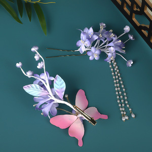 Nuevo accesorio para el cabello de diseño original hecho a mano, estilo antiguo, flor de terciopelo morado clásica, pinza para el cabello estilo cheongsam Hanfu. - Product Image 3
