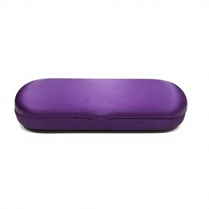 Étui à lunettes rectangulaire rigide léger en cuir PU violet, style simple et solide - Product Image 1