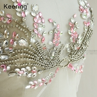 Haute qualité mariage ivoire perlé strass corsage patchs pour robe WDP-163