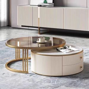 Juego de Mesa de Centro y <span class=keywords><strong>Mueble</strong></span> para <span class=keywords><strong>TV</strong></span> de Placa de Roca, Muebles Modernos para Sala de Estar, Almacenamiento Duradero y Ecológico, Fácil de Limpiar - Product Image 3