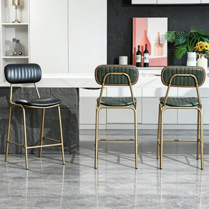 Tabouret de bar en métal industriel moderne avec coussin en cuir PU pour hôtel, cuisine, <span class=keywords><strong>salle</strong></span> à <span class=keywords><strong>manger</strong></span>, salon - Product Image 3