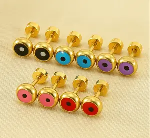 Brincos de aço inoxidável para olhos simples, joias da moda europeia e dos Estados Unidos, brincos pequenos coringa em estoque