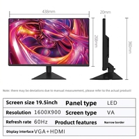 Moniteur professionnel LCD 19,5/21,5 pouces 1K 60Hz avec panneau MVA et haut-parleur intégré pour ordinateur de bureau industriel à bordure micro