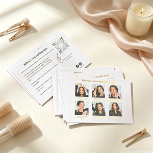 Carte de remerciement personnalisée avec instructions imprimées, carte insérée en papier couleur avec code QR et guide étape par étape pour l'emballage du produit - Product Image 1
