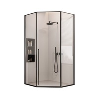 Paroi de séparation de douche en verre de type diamant, séparation sèche et humide, toilettes domestiques, écran de bain extrêmement étroit, porte coulissante